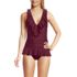 Women's Ruffle Plunge Skirted High Leg One Piece, Front