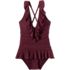 Women's Ruffle Plunge Skirted High Leg One Piece, alternative image