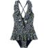 Women's Ruffle Plunge Skirted High Leg One Piece, alternative image