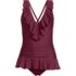 Women's Ruffle Plunge Skirted High Leg One Piece, Front