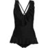 Women's Ruffle Plunge Skirted High Leg One Piece, Front