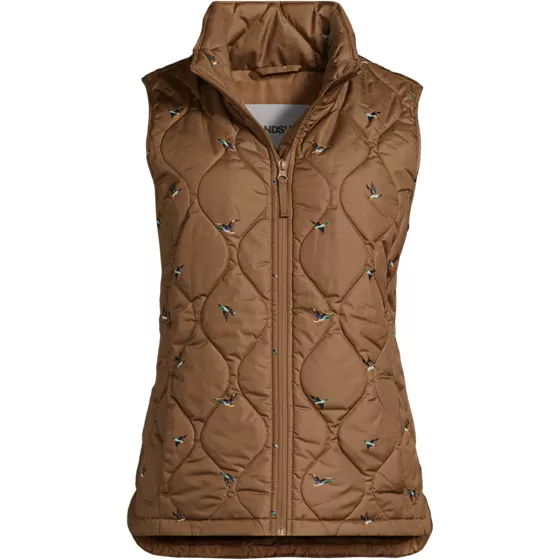Women's Plus Size Print FeatherFree Quilted Insulated Vest - primary