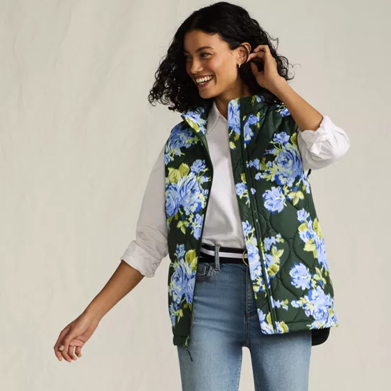 Women's Print FeatherFree Quilted Insulated Vest - primary