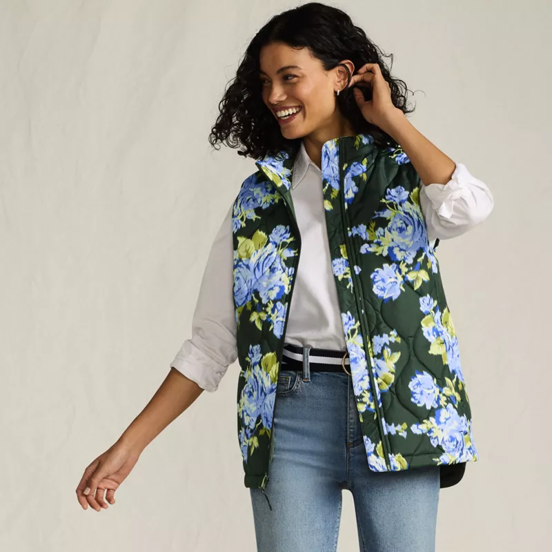 Women's Print FeatherFree Quilted Insulated Vest, alternative image