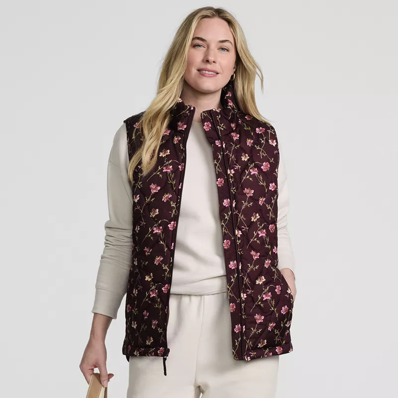 Women's Print FeatherFree Quilted Insulated Vest, alternative image