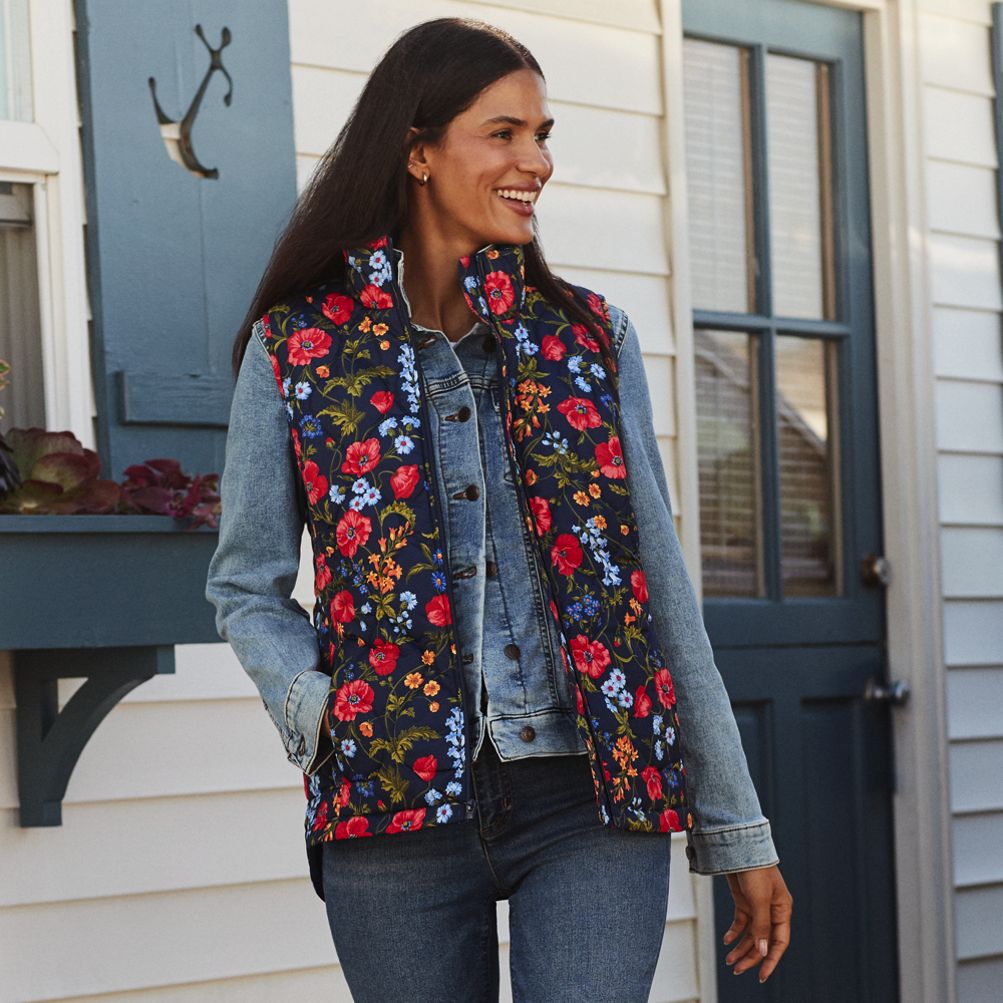 Women's Tall Print FeatherFree Quilted Insulated Vest | Lands' End