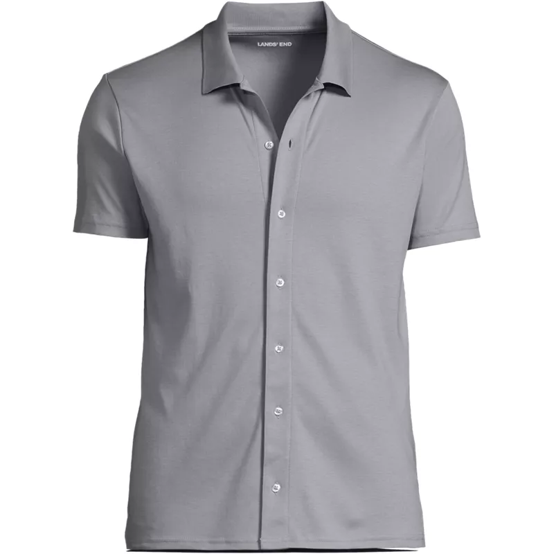 Men's Big Supima Short Sleeve Button Front Shirt, Front
