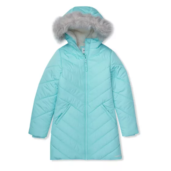 Girls Water Resistant Velour Parka - primary