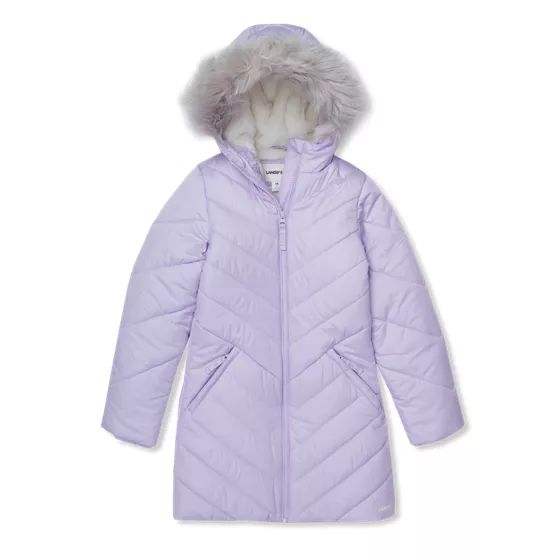 Girls Water Resistant Velour Parka - primary