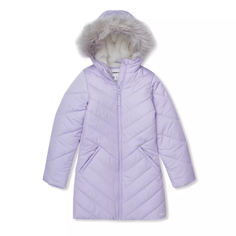 Girls Water Resistant Velour Parka, alternative image