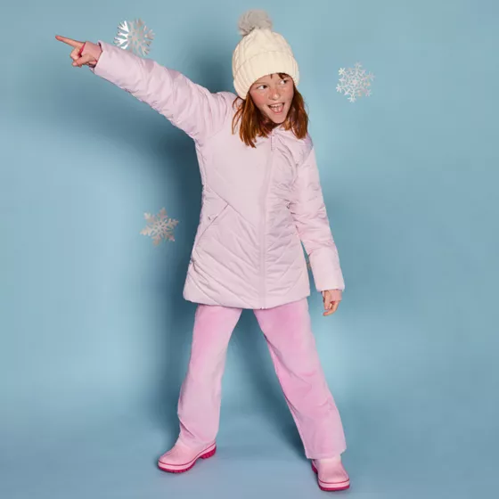 Girls Water Resistant Velour Parka - primary