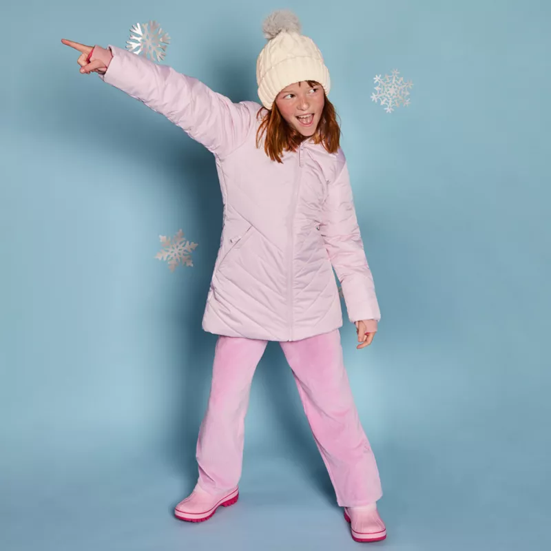 Girls Water Resistant Velour Parka, alternative image