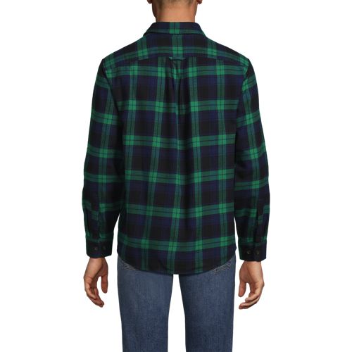  Lands' End Flanellhemd Flagship, Classic Fit, Herren, Größe:44-46 Regular, Grün, Baumwolle/baumwoll-mischung/polyester-mischung, By Lands' End 
