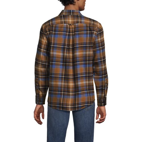  Lands' End Flanellhemd Flagship, Classic Fit, Herren, Größe:48-50 Regular, Blau, Baumwolle/baumwoll-mischung/polyester-mischung, By Lands' End 