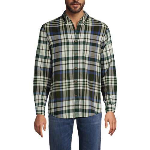  Lands' End Flanellhemd Flagship, Classic Fit, Herren, Größe:44-46 Regular, Weiß, Baumwolle/baumwoll-mischung/polyester-mischung, By Lands' End 