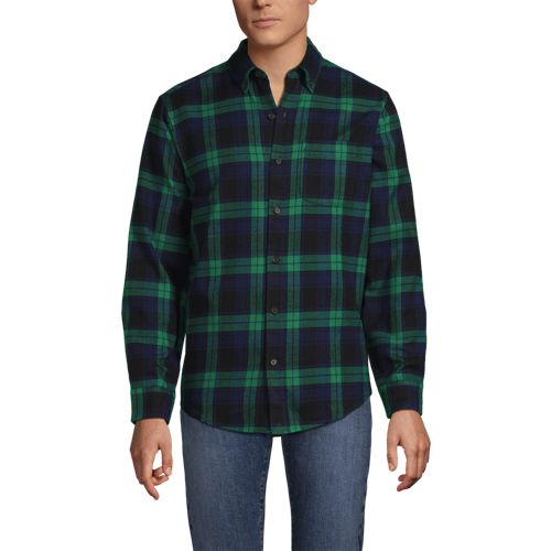  Lands' End Flanellhemd Flagship, Classic Fit, Herren, Größe:44-46 Regular, Grün, Baumwolle/baumwoll-mischung/polyester-mischung, By Lands' End 