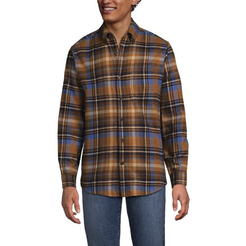  Lands' End Flanellhemd Flagship, Classic Fit, Herren, Größe:48-50 Regular, Blau, Baumwolle/baumwoll-mischung/polyester-mischung, By Lands' End 