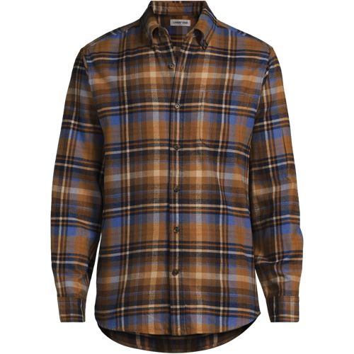 Flagship Flannel Shirt, Classic Fit, Men, size: M, regular, Blue, Cotton/Cotton-blend/Poly-blend, by Lands' End