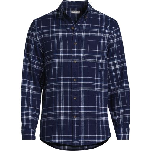 Flagship Flannel Shirt, Classic Fit, Men, size: XXL, regular, Blue, Cotton/Cotton-blend/Poly-blend, by Lands' End