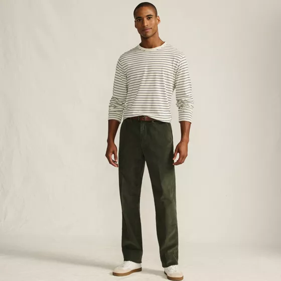 Men's Corduroy Comfort Waist Traditional Fit Plain Front Pant - primary
