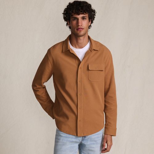  Lands' End Jerseyhemd Mit Struktur, Herren, Größe:44-46 Regular, Braun, Elasthan/baumwoll-mischung/polyester-mischung, By Lands' End 