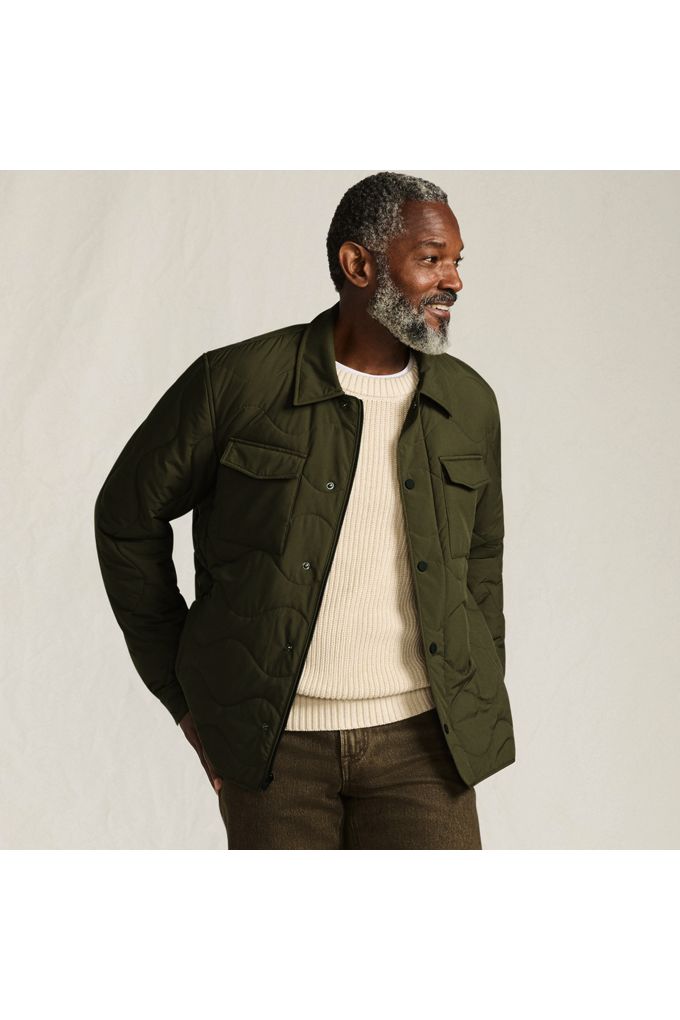 Men's Quilted Insulated Shirt Jacket - Lands' End - Green - S