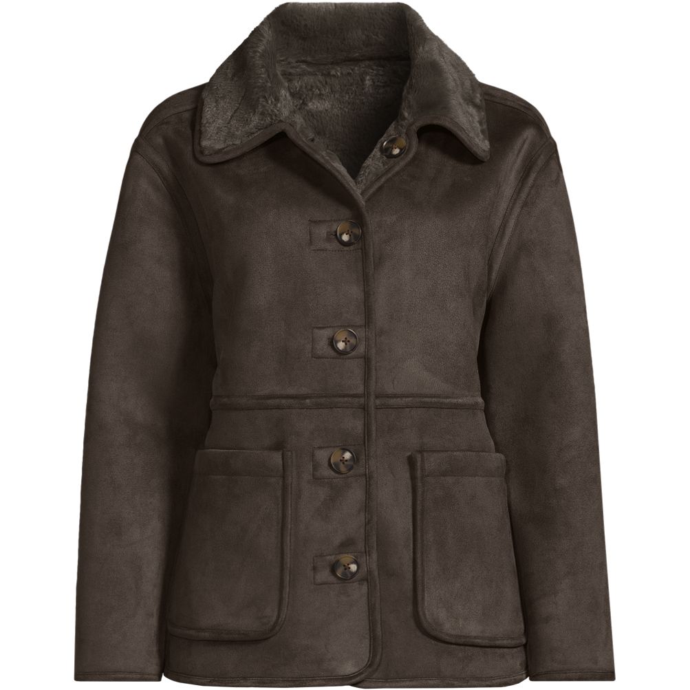 Utcoco Women's Reversible Faux Shearling Jacket – Button-Down Faux