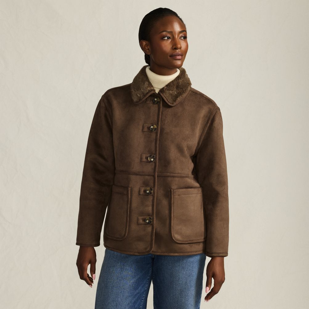 LOST CONTROL TOUR JKT FEA 新品　サイズ2 Women's Reversible Shearling Fleece Button Front Coat | Lands' End