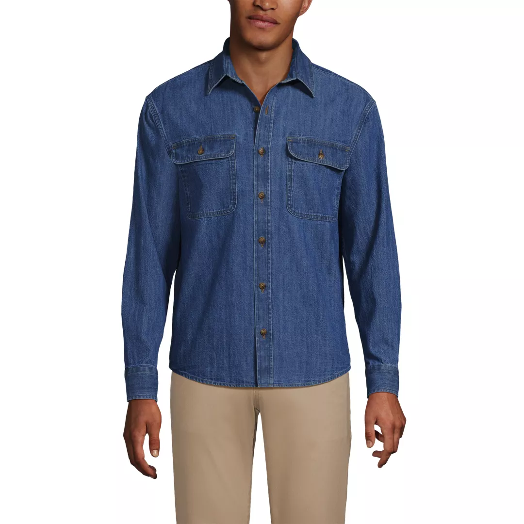 Men's Long Sleeve Indigo Work Shirt