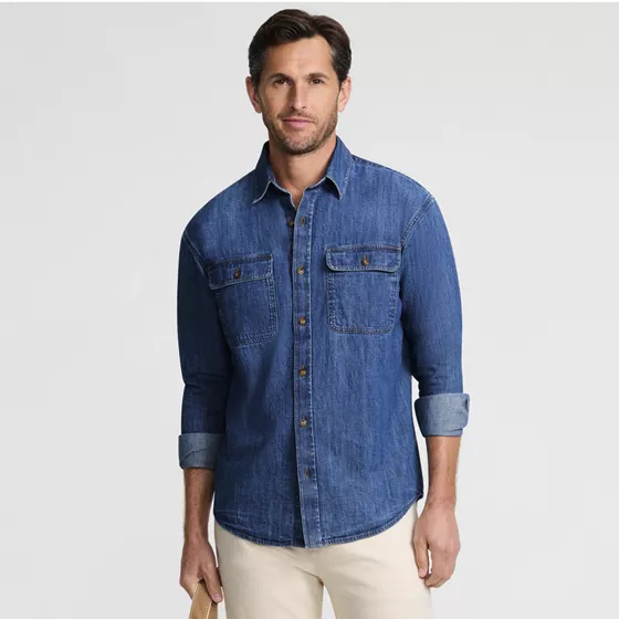 Men's Long Sleeve Indigo Work Shirt - primary