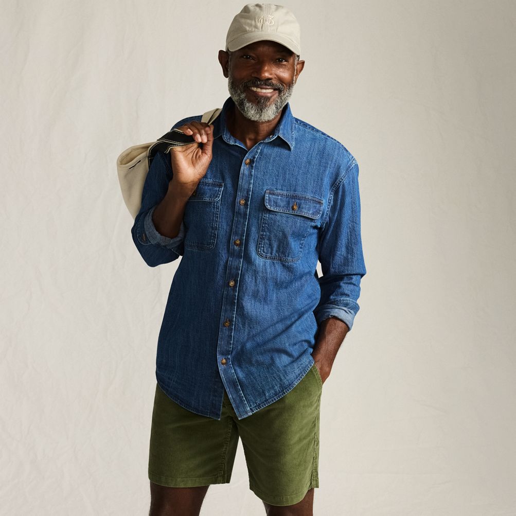 Men's Long Sleeve Indigo Work Shirt | Lands' End