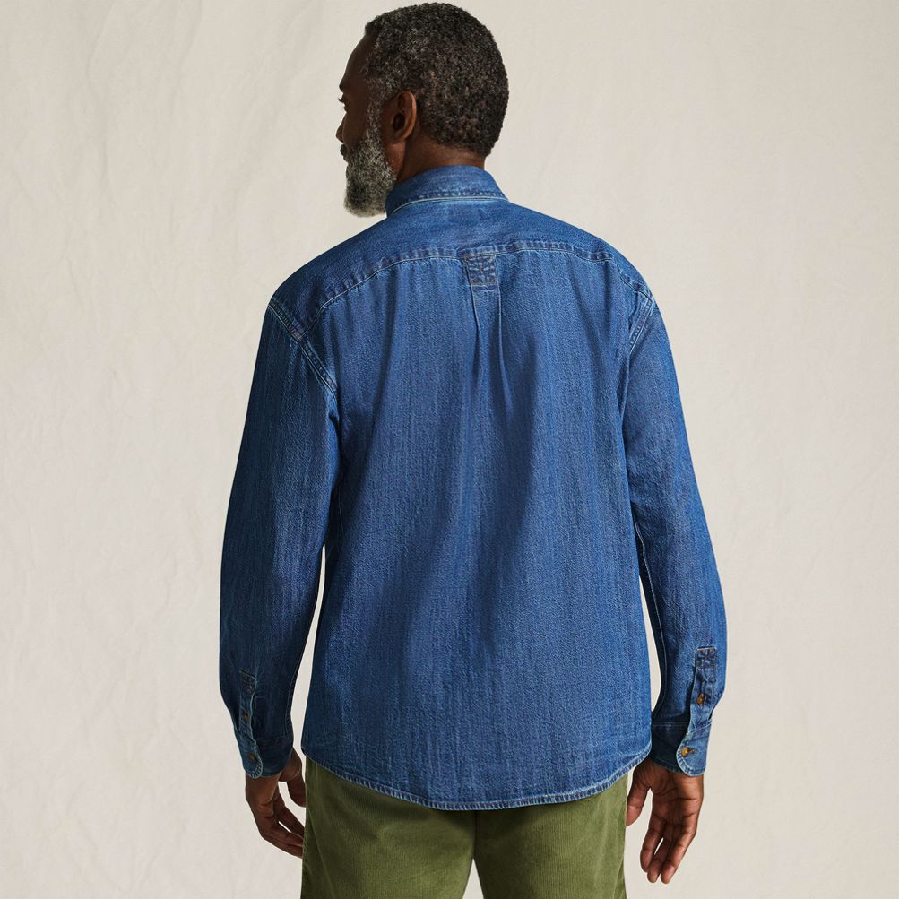 Men's Long Sleeve Indigo Work Shirt | Lands' End