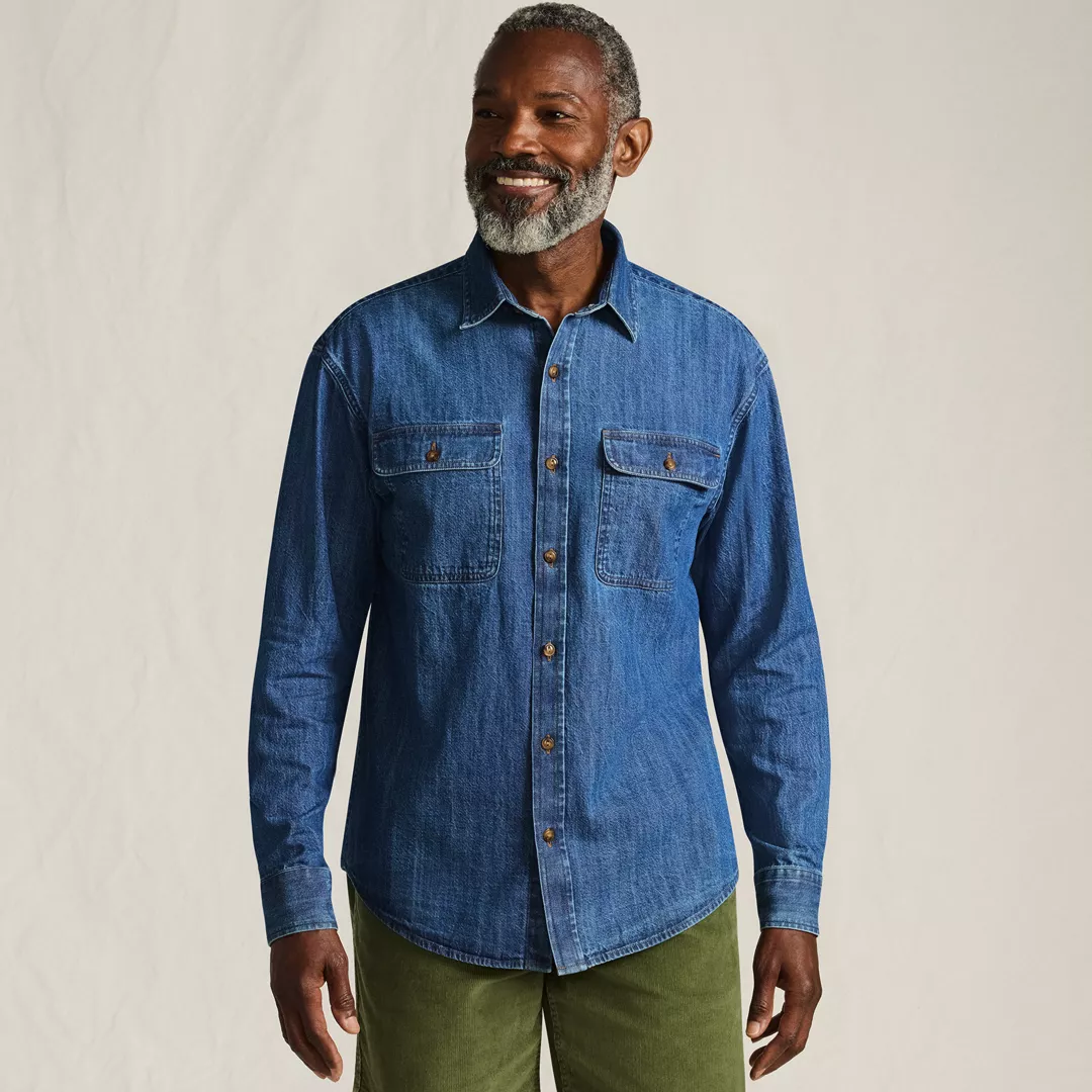 Men's Long Sleeve Indigo Work Shirt