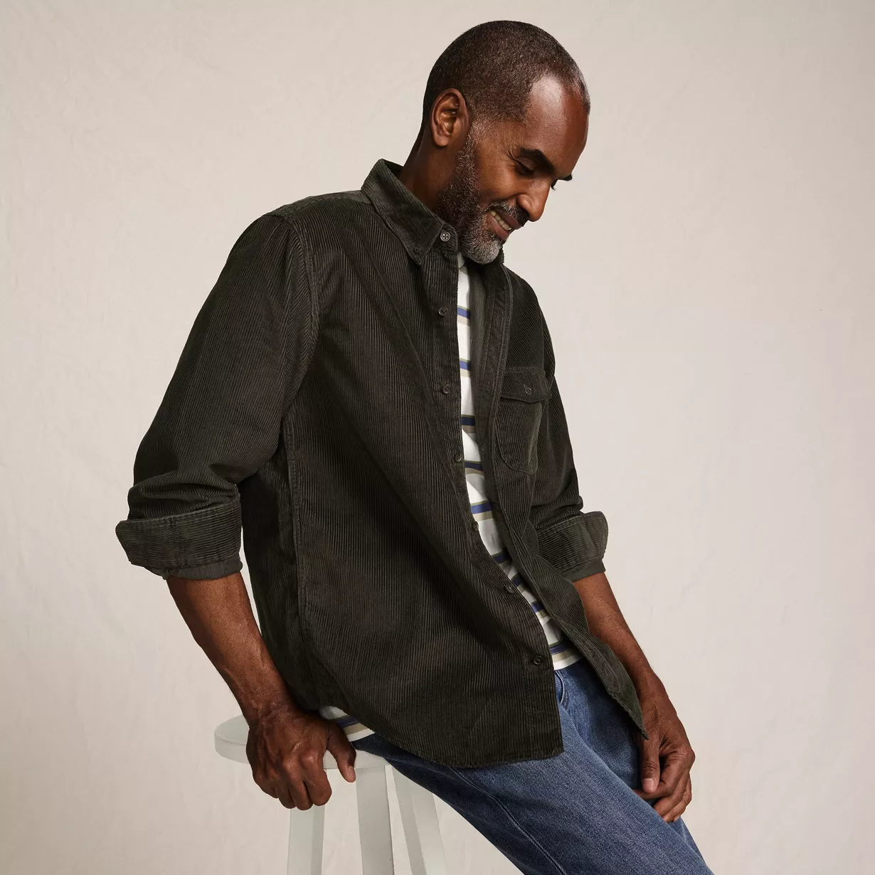 Men's Long Sleeve Wide Wale Corduroy Shirt