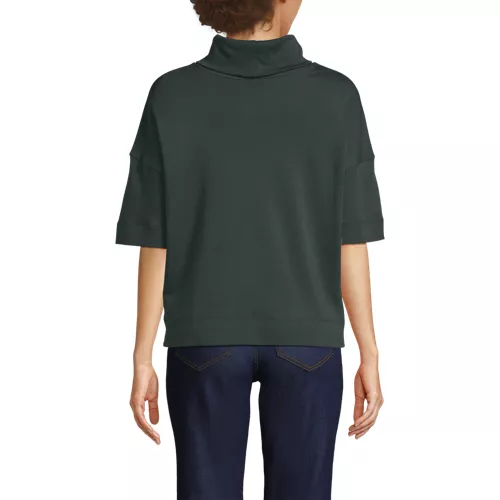 Women's Elbow Sleeve Supima Cotton Relaxed Turtleneck, Back