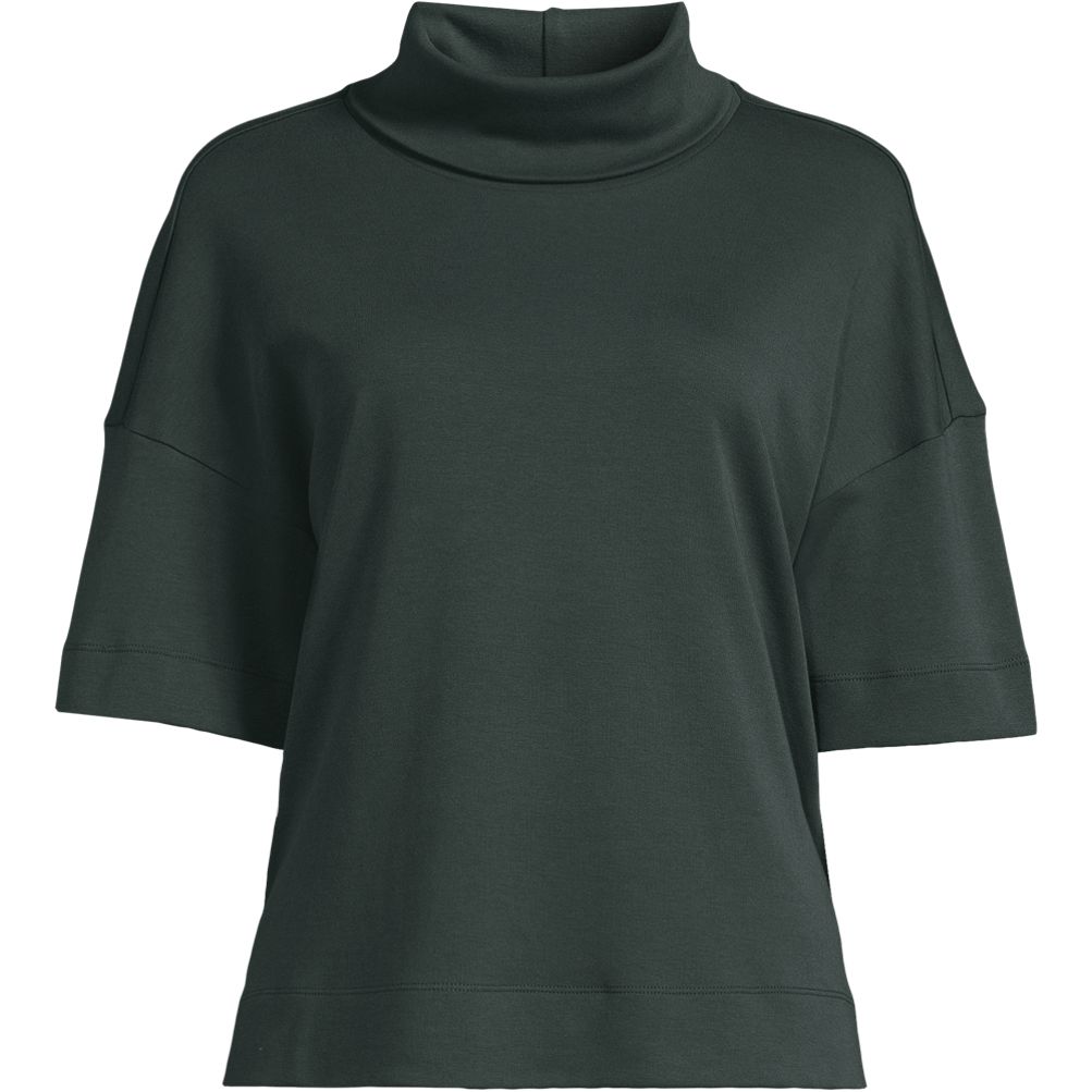Women's Elbow Sleeve Supima Cotton Relaxed Turtleneck | Lands' End