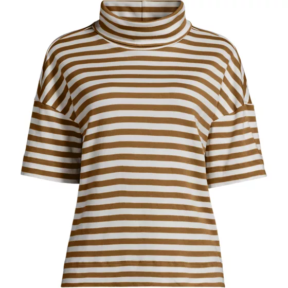 Women's Elbow Sleeve Supima Cotton Relaxed Turtleneck - primary