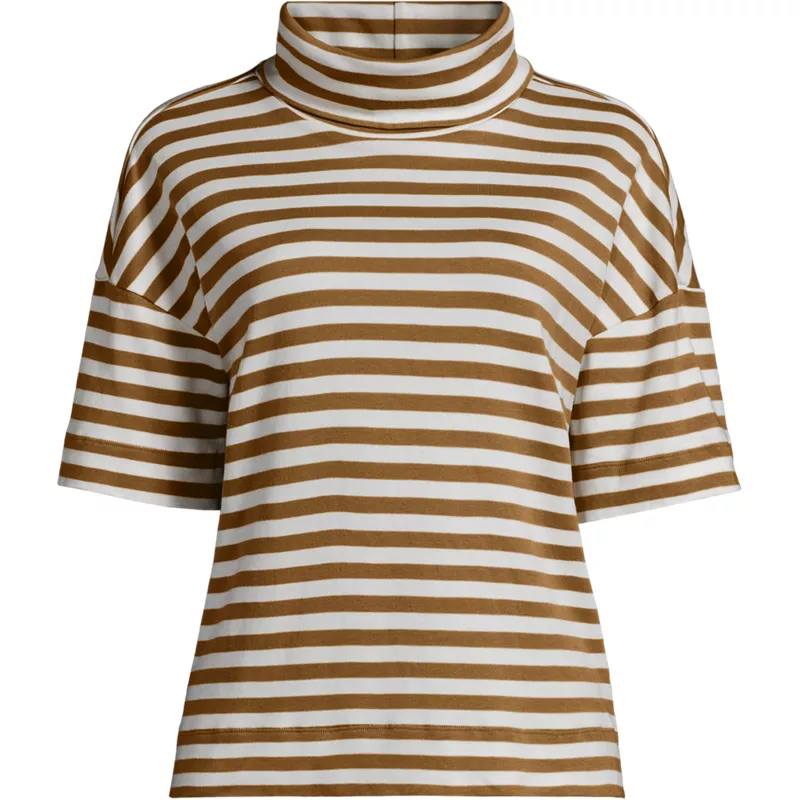 Women's Elbow Sleeve Supima Cotton Relaxed Turtleneck, Front
