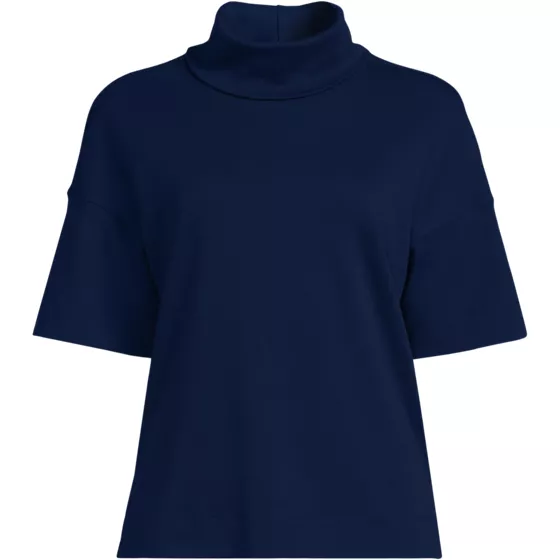Women's Elbow Sleeve Supima Cotton Relaxed Turtleneck - primary