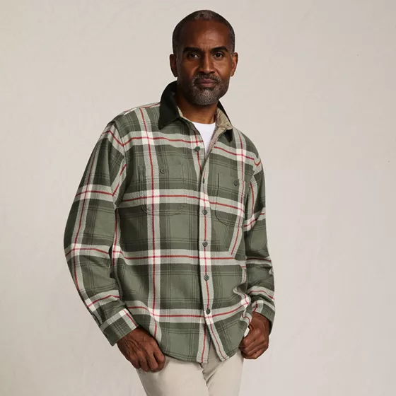 Men's Authentic Flannel Shirt with Corduroy Collar - primary