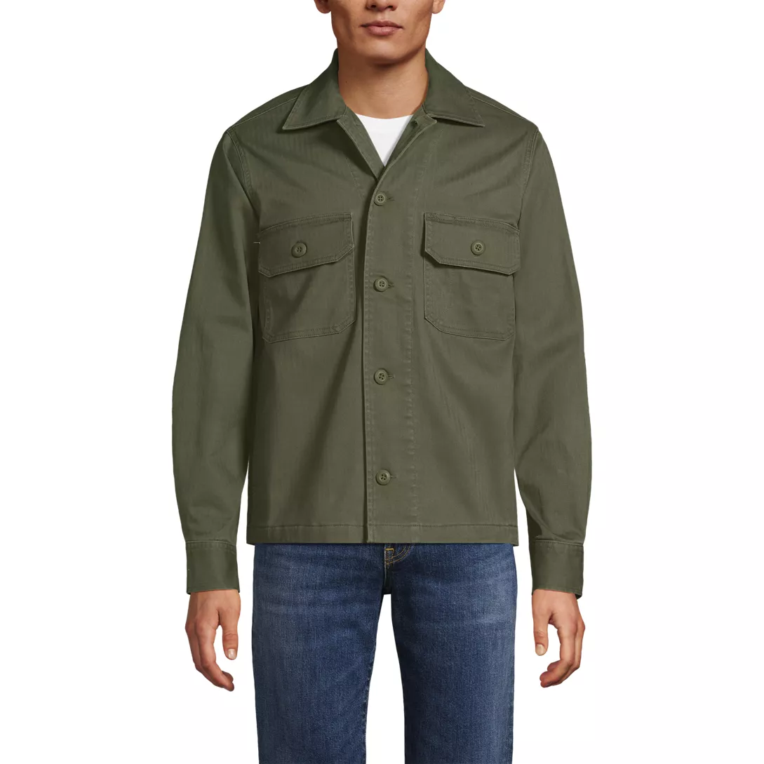 Men's Herringbone Utility Shirt Jacket