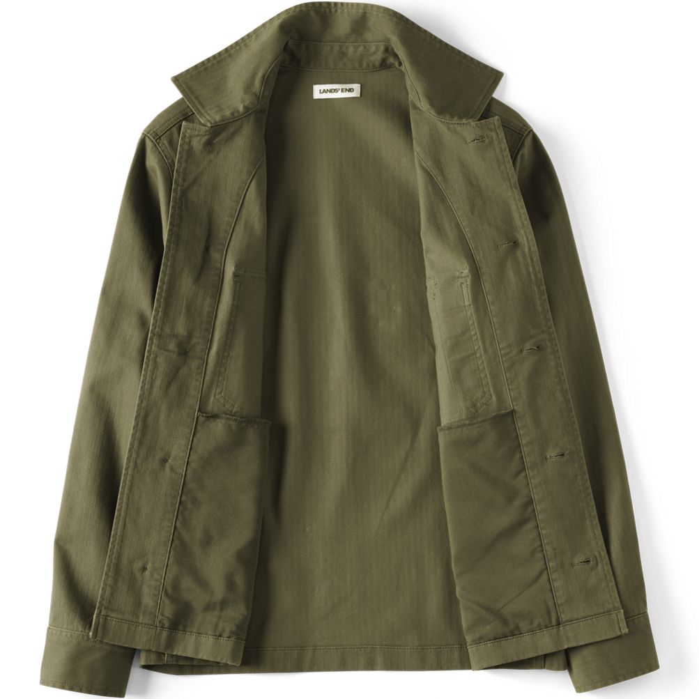 Men's Herringbone Utility Shirt Jacket | Lands' End