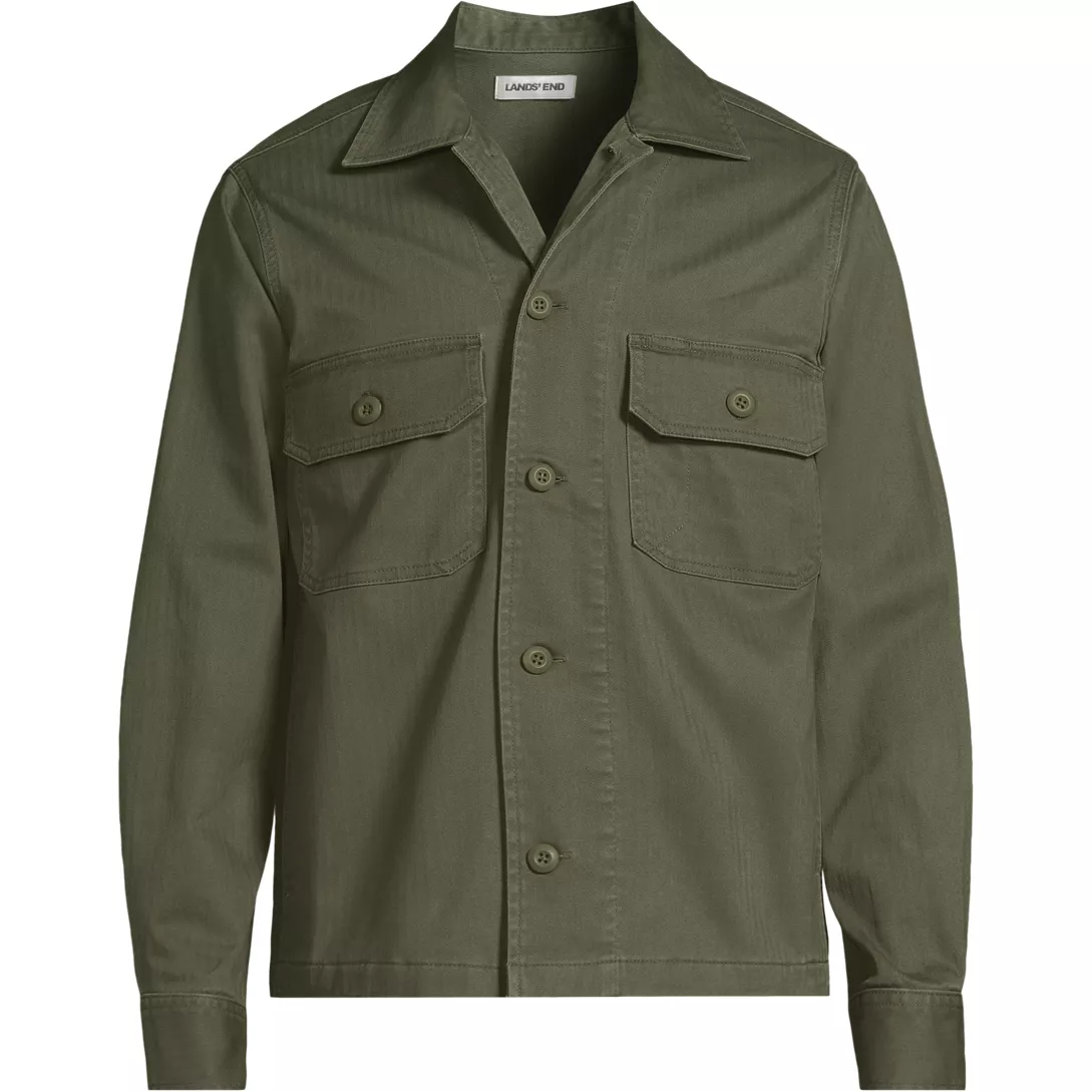 Men's Herringbone Utility Shirt Jacket