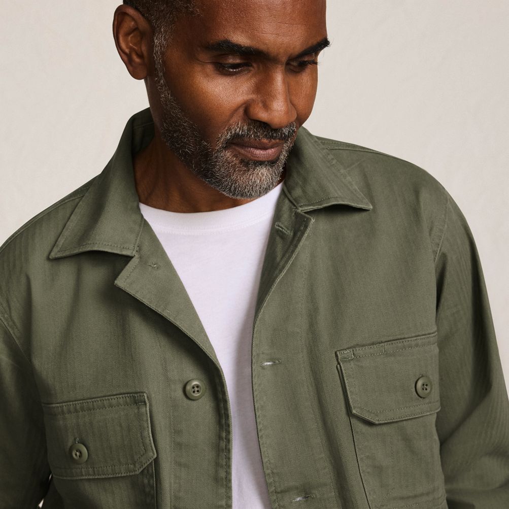 Men's Herringbone Utility Shirt Jacket | Lands' End