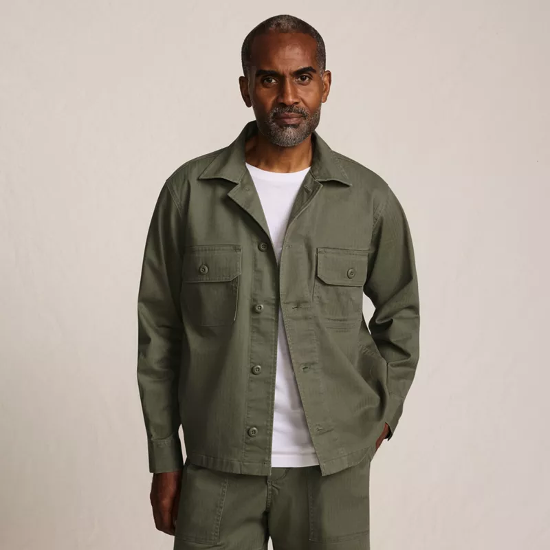 Men's Herringbone Utility Shirt Jacket, Front