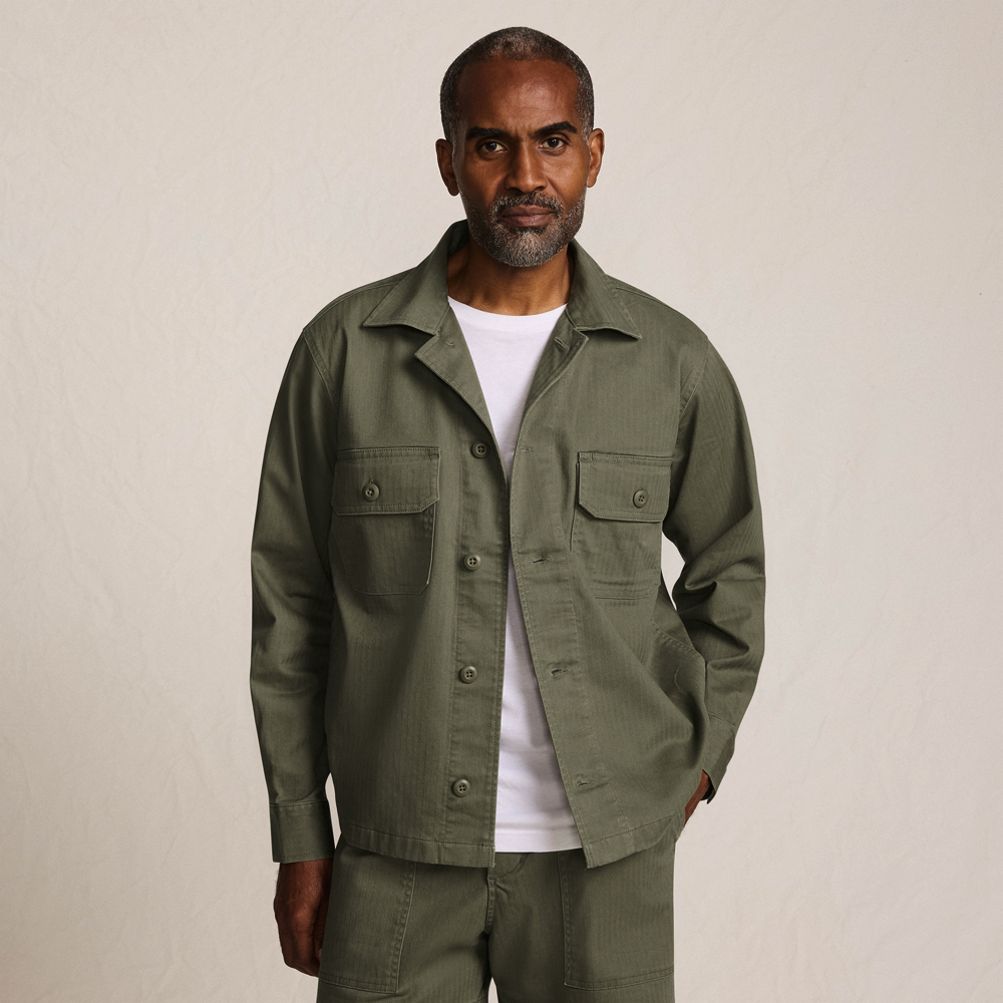 Men's Herringbone Utility Shirt Jacket | Lands' End