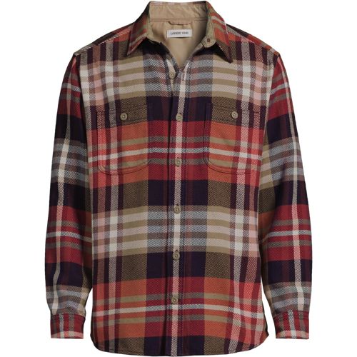 Flannel Shirt, Men, size: XL, regular, Purple, Cotton, by Lands' End