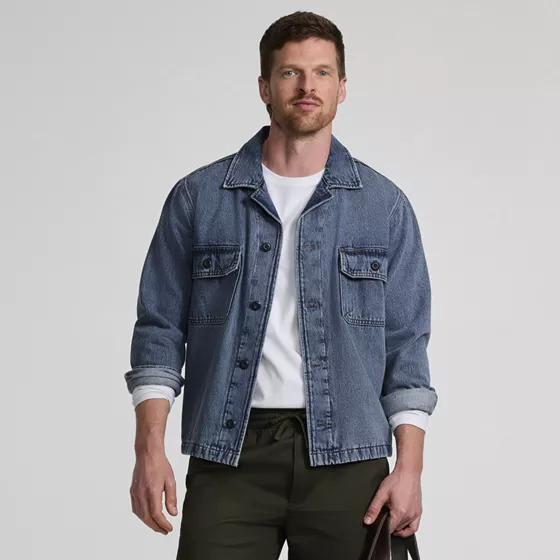 Men's Denim Utility Shirt Jacket - primary