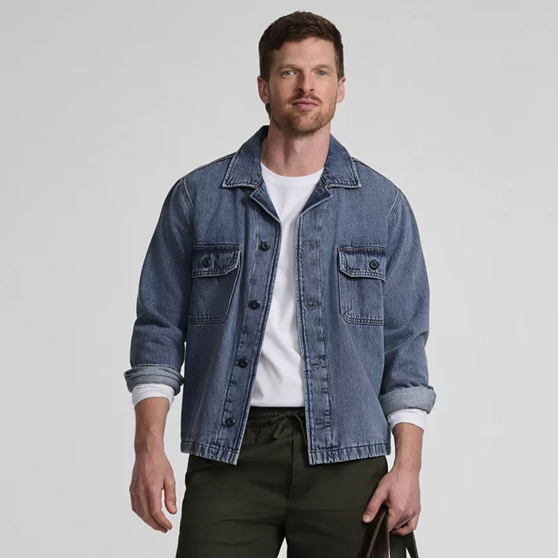 Men's Denim Utility Shirt Jacket, alternative image