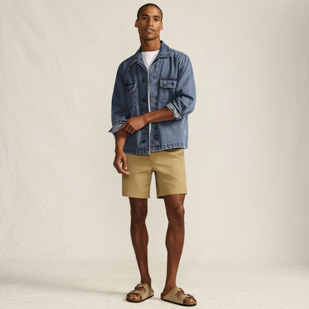 Men's Denim Utility Shirt Jacket | Lands' End